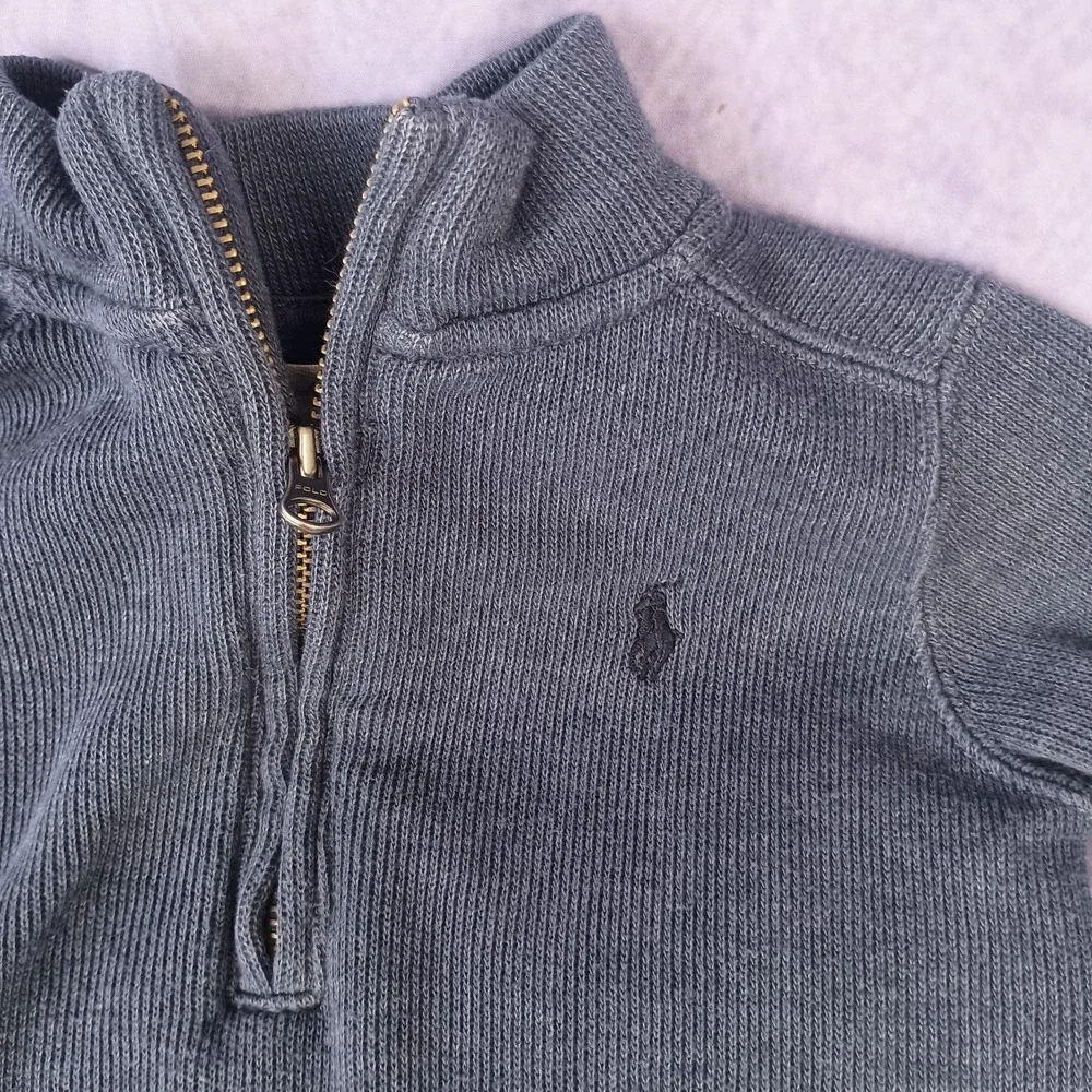 Ralph Lauren Baby Quarter Zip Sweater Blue Cotton Pony Pullover